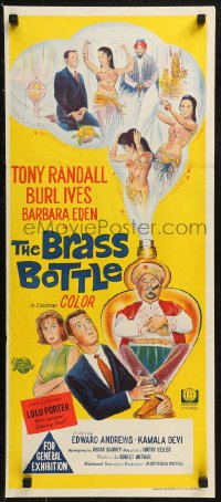 8w0406 BRASS BOTTLE Aust daybill 1964 Tony Randall & Barbara Eden with genie Burl Ives!