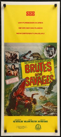 8w0408 BRUTES & SAVAGES Aust daybill 1977 wild art of native eaten by huge crocodile and more!