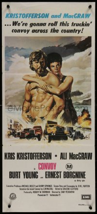 8w0431 CONVOY Aust daybill 1978 different art of trucker Kris Kristofferson & sexy Ali McGraw!