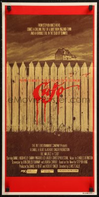 8w0432 CUJO Aust daybill 1983 Stephen King, artwork of bloody fence & house by Robert Tanenbaum!