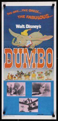 8w0446 DUMBO Aust daybill R1976 different colorful train art from Walt Disney circus elephant classic