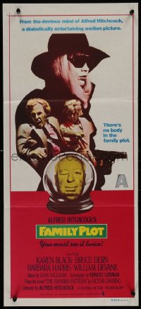 8w0463 FAMILY PLOT Aust daybill 1976 from the mind of devious Alfred Hitchcock, Karen Black!