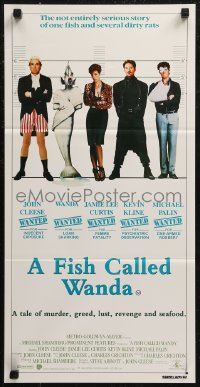 8w0470 FISH CALLED WANDA Aust daybill 1988 John Cleese, Curtis, Kline & Palin in police line up!
