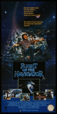 8w0473 FLIGHT OF THE NAVIGATOR Aust daybill 1987 Disney sci-fi, art of Joey Cramer in spaceship!