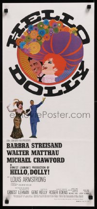 8w0495 HELLO DOLLY Aust daybill 1970 art of Barbra Streisand & Walter Matthau by Richard Amsel!
