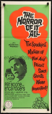 8w0498 HORROR OF IT ALL Aust daybill 1964 Pat Boone, just sit back and howl at the chill of it all!