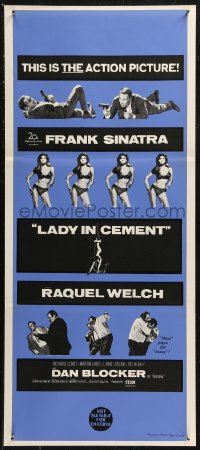 8w0513 LADY IN CEMENT Aust daybill 1968 Frank Sinatra with a .45 & sexy Raquel Welch with a 37-22-35!