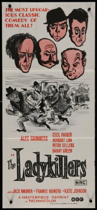 8w0514 LADYKILLERS Aust daybill R1972 cool art of guiding genius Alec Guinness, gangsters!