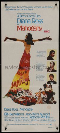 8w0526 MAHOGANY Aust daybill 1975 art of Diana Ross, Billy Dee Williams, Anthony Perkins & Aumont!