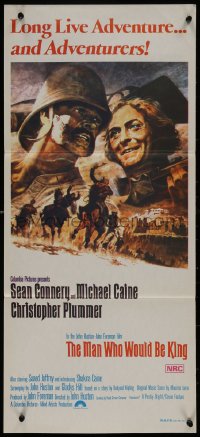 8w0527 MAN WHO WOULD BE KING Aust daybill 1975 art of Sean Connery & Michael Caine by Tom Jung!