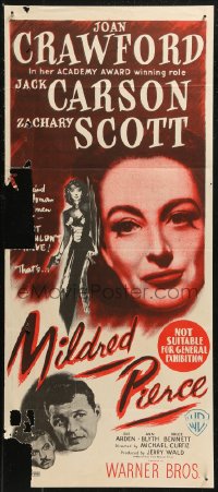 8w0533 MILDRED PIERCE Aust daybill 1947 Curtiz, Crawford is the woman most men want, different!
