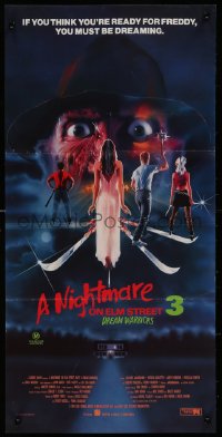 8w0552 NIGHTMARE ON ELM STREET 3 Aust daybill 1987 horror art of Freddy Krueger by Matthew Peak!