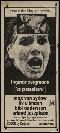 8w0564 PASSION Aust daybill 1970 Ingmar Bergman's En Passion, Bibi Andersson, Liv Ullmann!