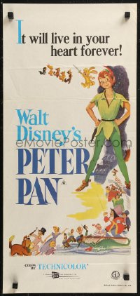8w0567 PETER PAN Aust daybill R1970s Disney cartoon fantasy classic, where adventure never ends!