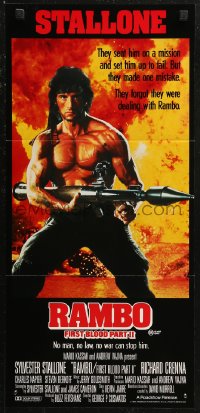 8w0588 RAMBO FIRST BLOOD PART II Aust daybill 1985 no man, no law, no war can stop Stallone!