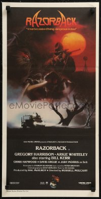 8w0589 RAZORBACK Aust daybill 1984 Australian horror, cool artwork by Brian Clinton!