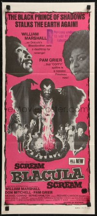 8w0601 SCREAM BLACULA SCREAM Aust daybill 1973 image of black vampire William Marshall & Pam Grier!