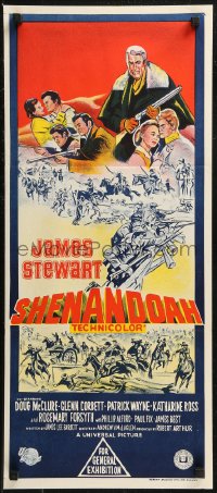 8w0603 SHENANDOAH Aust daybill 1965 great hand litho of James Stewart in the Civil War!