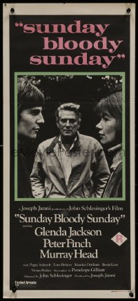 8w0617 SUNDAY BLOODY SUNDAY Aust daybill 1971 directed by John Schlesinger, Glenda Jackson, Peter Finch!
