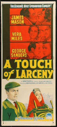 8w0629 TOUCH OF LARCENY Aust daybill 1960 James Mason, Vera Miles, George Sanders, art!