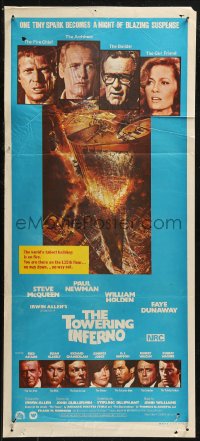 8w0630 TOWERING INFERNO Aust daybill 1975 McQueen & Newman, art of burning building by John Berkey!