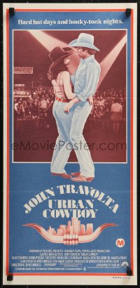 8w0634 URBAN COWBOY Aust daybill 1980 different image of John Travolta & Debra Winger dancing!