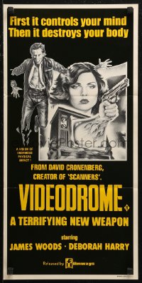 8w0636 VIDEODROME Aust daybill 1984 David Cronenberg, James Woods, huge c/u of Debbie Harry, sci-fi!