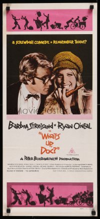 8w0641 WHAT'S UP DOC Aust daybill 1972 Barbra Streisand, Ryan O'Neal, directed by Peter Bogdanovich!