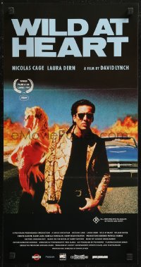 8w0645 WILD AT HEART Aust daybill 1990 David Lynch, cool different image of Nicolas Cage & Dern!