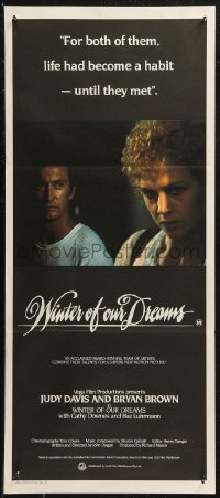8w0647 WINTER OF OUR DREAMS Aust daybill 1981 Bryan Brown helps drug-addicted prostitute Judy Davis!