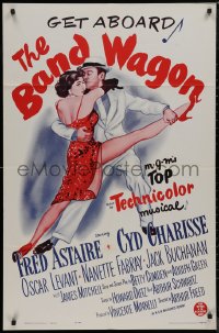 8w0718 BAND WAGON 1sh R1963 artwork of Fred Astaire & sexy Cyd Charisse dancing, wacky credits!