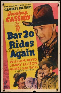 8w0719 BAR 20 RIDES AGAIN 1sh R1949 William Boyd as Hopalong Cassidy, Gabby Hayes!