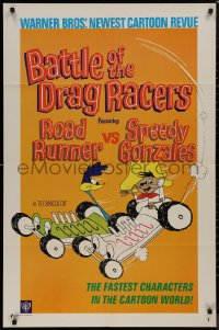 8w0724 BATTLE OF THE DRAG RACERS 1sh 1966 great art of Speedy Gonzales vs Road Runner in cars!