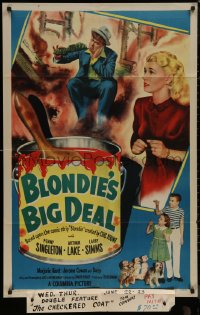 8w0750 BLONDIE'S BIG DEAL 1sh 1949 cool artwork of Penny Singleton & Arthur Lake as Dagwood!