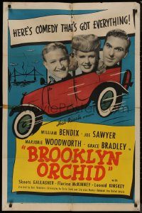 8w0763 BROOKLYN ORCHID 1sh 1942 wacky art of William Bendix, Joe Sawyer & Marjorie Woodworth!