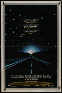 8w0791 CLOSE ENCOUNTERS OF THE THIRD KIND 1sh 1977 Spielberg's sci-fi classic, silver border design!