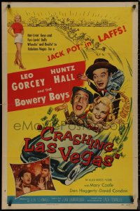 8w0809 CRASHING LAS VEGAS 1sh 1956 Huntz Hall & the Bowery Boys gambling with sexy Mary Castle!