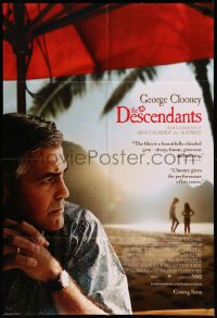 8w0827 DESCENDANTS int'l advance DS 1sh 2011 cool image of George Clooney on beach!