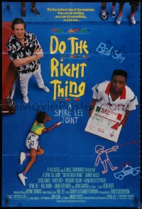 8w0844 DO THE RIGHT THING DS 1sh 1989 Spike Lee, Danny Aiello, girl scribbling with sidewalk chalk!