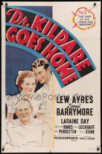 8w0852 DR. KILDARE GOES HOME 1sh 1940 artwork of medical Lew Ayres, Lionel Barrymore, Laraine Day!