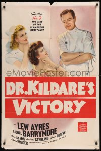 8w0854 DR. KILDARE'S VICTORY 1sh 1941 Lionel Barrymore, Lew Ayres, sexy nurse Ann Ayars!