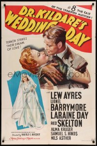 8w0855 DR. KILDARE'S WEDDING DAY 1sh 1941 art of Lew Ayres & Laraine Day!