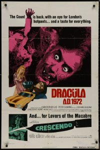 8w0858 DRACULA A.D. 1972/CRESCENDO 1sh 1972 Hammer horror double-bill, vampires & gore!