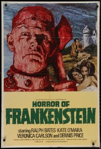8w0656 HORROR OF FRANKENSTEIN English 1sh 1971 Hammer horror, close up art of monster with axe!