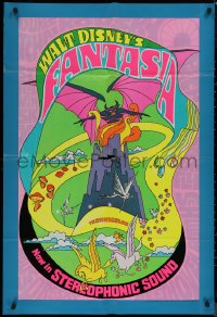 8w0880 FANTASIA 28x41 1sh R1970 Disney classic musical, great psychedelic fantasy artwork!