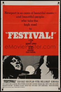 8w0887 FESTIVAL 1sh 1967 Joan Baez, Bob Dylan, beautiful music & beautiful people!