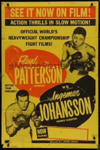 8w0897 FLOYD PATTERSON VS INGEMAR JOHANSSON 1sh 1961 slow motion action boxing thrills, heavyweights!