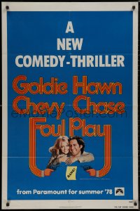 8w0907 FOUL PLAY teaser 1sh 1978 Goldie Hawn & Chevy Chase, screwball comedy!