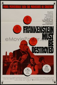 8w0909 FRANKENSTEIN MUST BE DESTROYED 1sh 1970 Cushing is more monstrous than his monster!