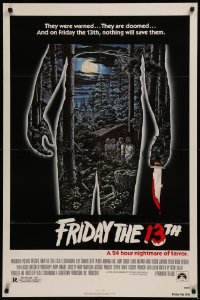 8w0911 FRIDAY THE 13th 1sh 1980 great Alex Ebel art, slasher classic, 24 hours of terror!